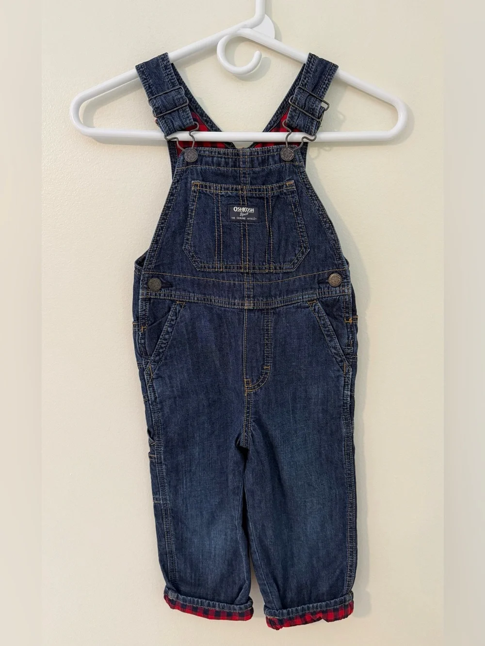 Osh Gosh B’Gosh Flannel Lined Denim Bibs Sz 3T